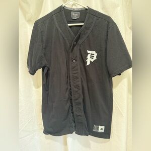 Primitive Button Up T Shirt Adult Mens Medium Black Short Sleeve Skater